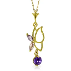 0.4 Carat 14K Solid Yellow Gold Flutter Fly Amethyst Necklace