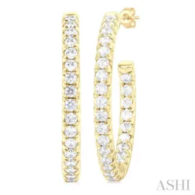 1 1/2 Ctw French Pave Set Round Cut Diamond Fashion Half Hoop Earring in 14K Yellow Gold