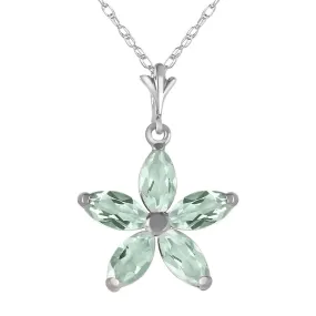 1.4 Carat 14K Solid White Gold Shall Be Again Green Amethyst Necklace