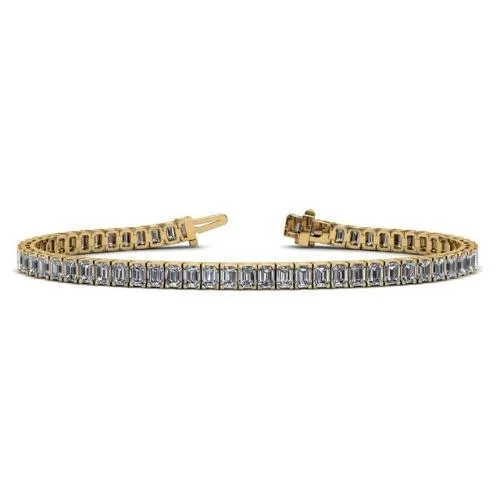 14K Gold Lab-Grown Emerald Cut Diamond Tennis Bracelet