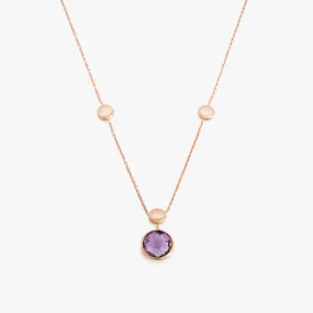 14K satin rose gold Kensington single stone necklace with amethyst