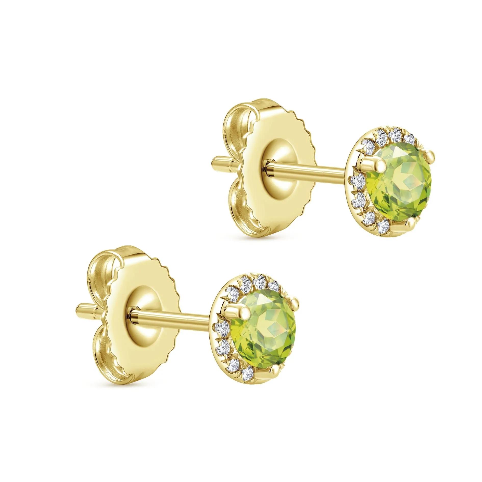 14K Yellow Gold Diamond and Lemon Quartz Stud Earrings