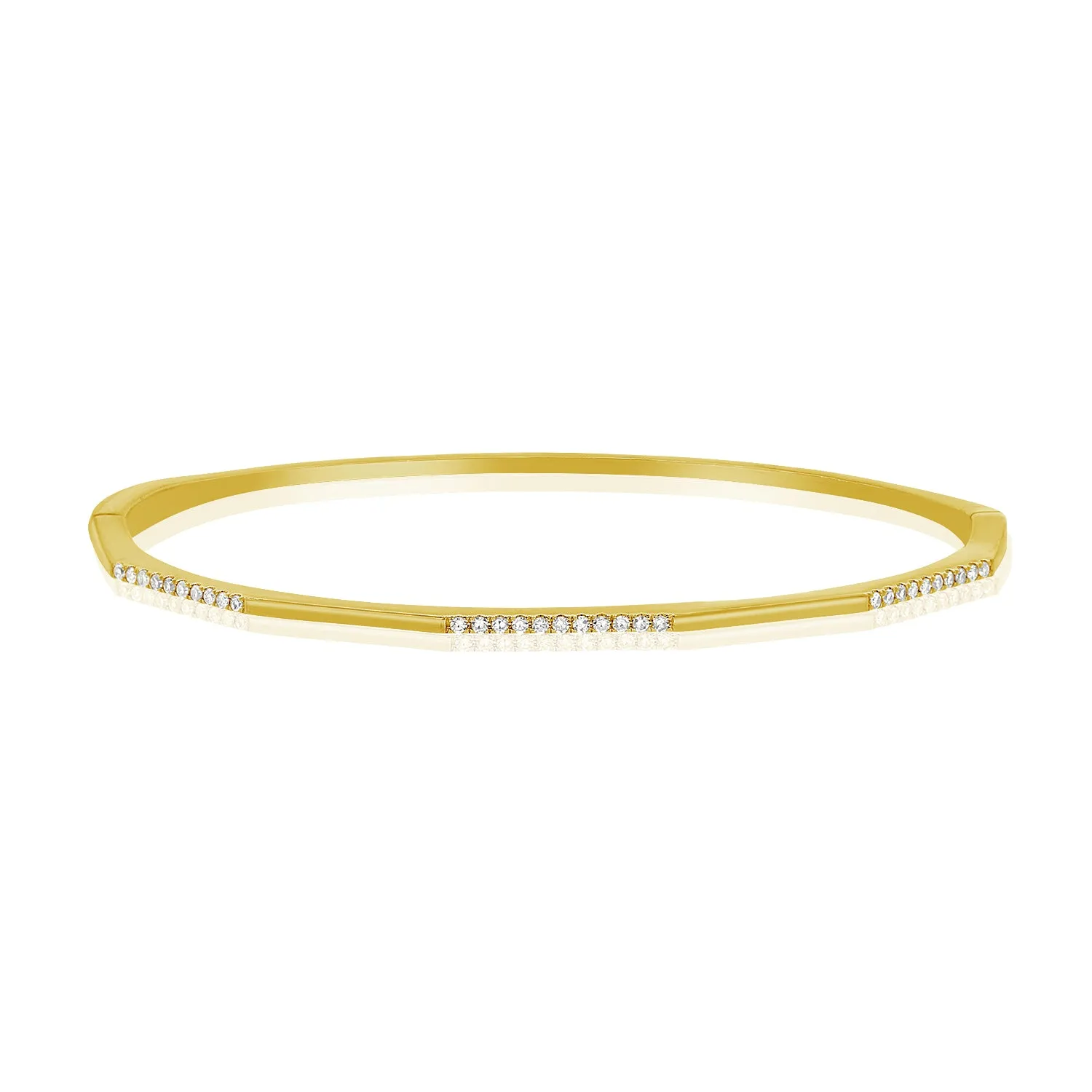 14K Yellow Gold Diamond Hinged Bangle