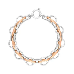 18ct Rose Gold Sterling Silver Round Link Handmade Bracelet