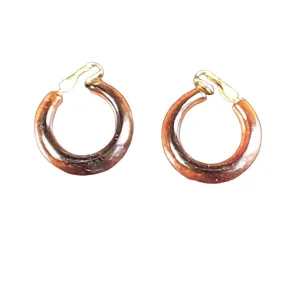 1950s Amber Clip-on Bakelite Hoop Earrings