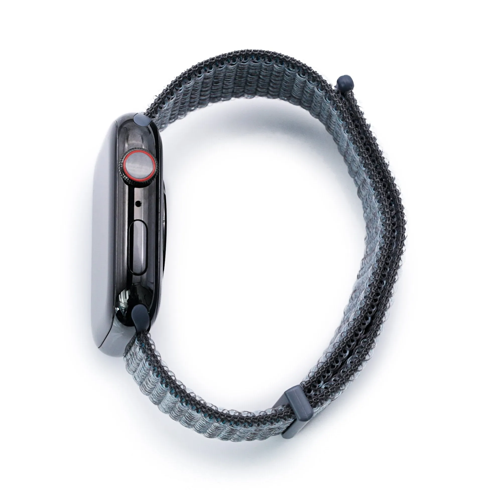 22mm Grey Hook & Loop Durable Nylon Watch Band compatible with Apple Watch 44mm / 45mm models