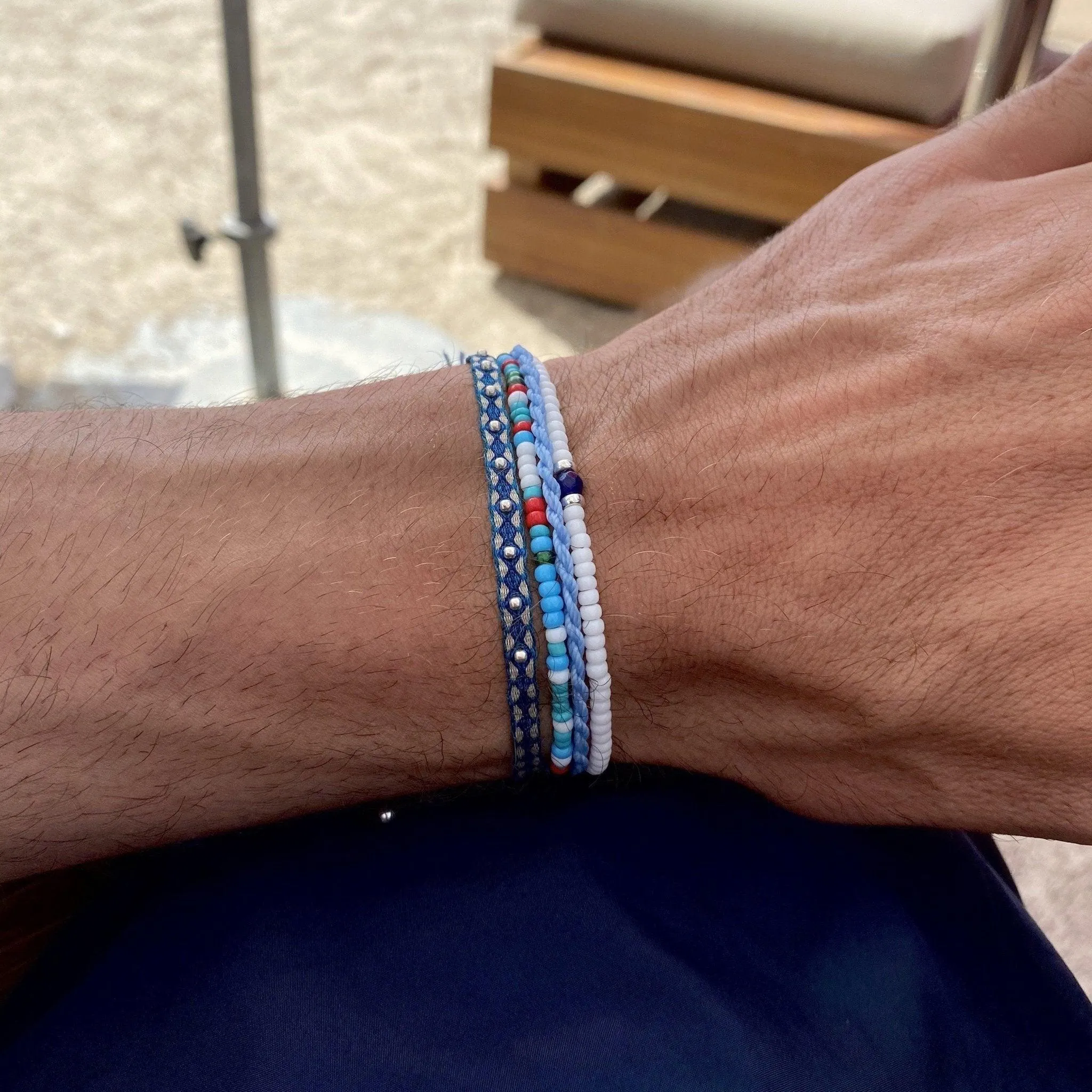 2mm Beads Dandy Bracelet (White/Blue)