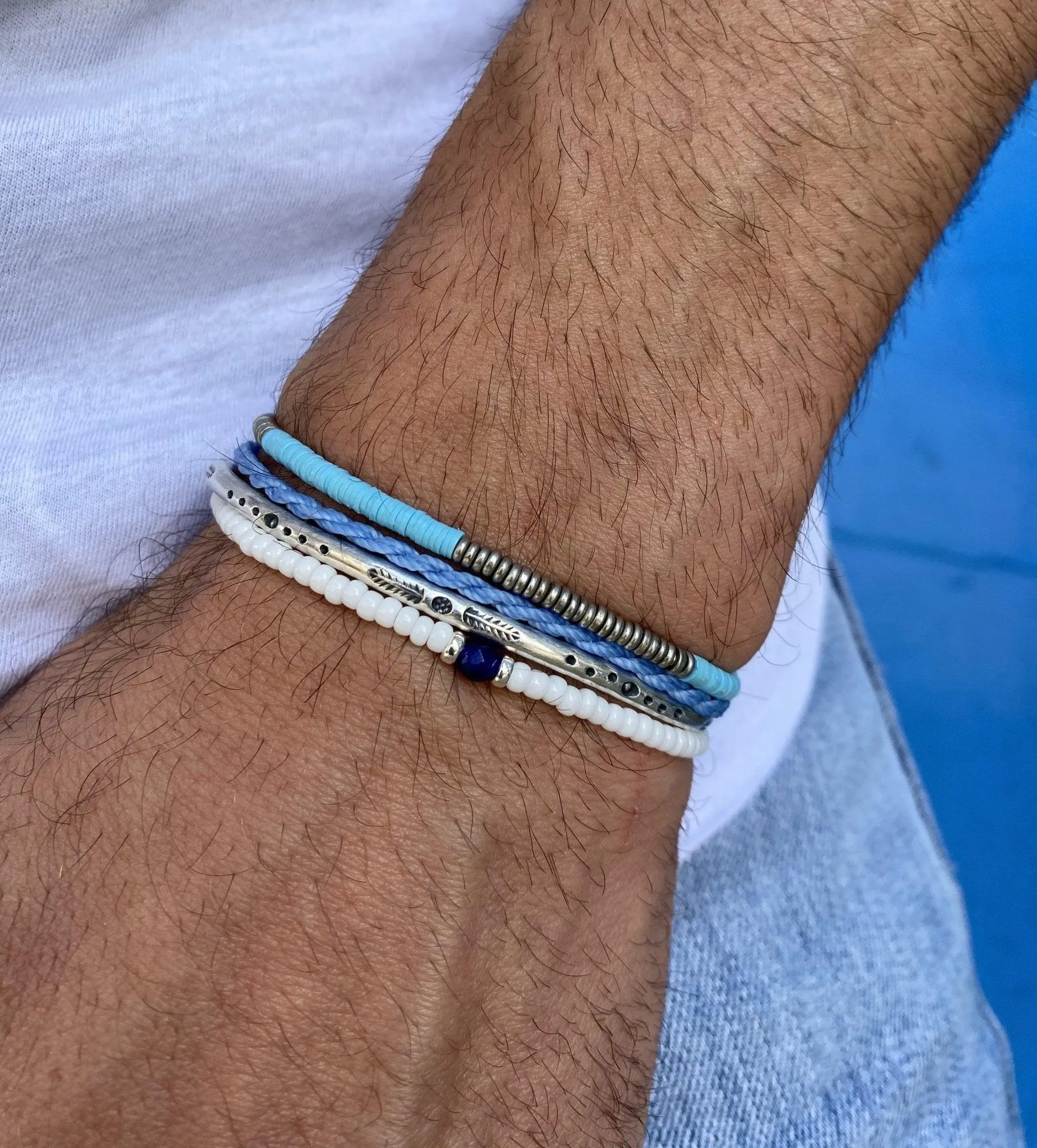 2mm Beads Dandy Bracelet (White/Blue)