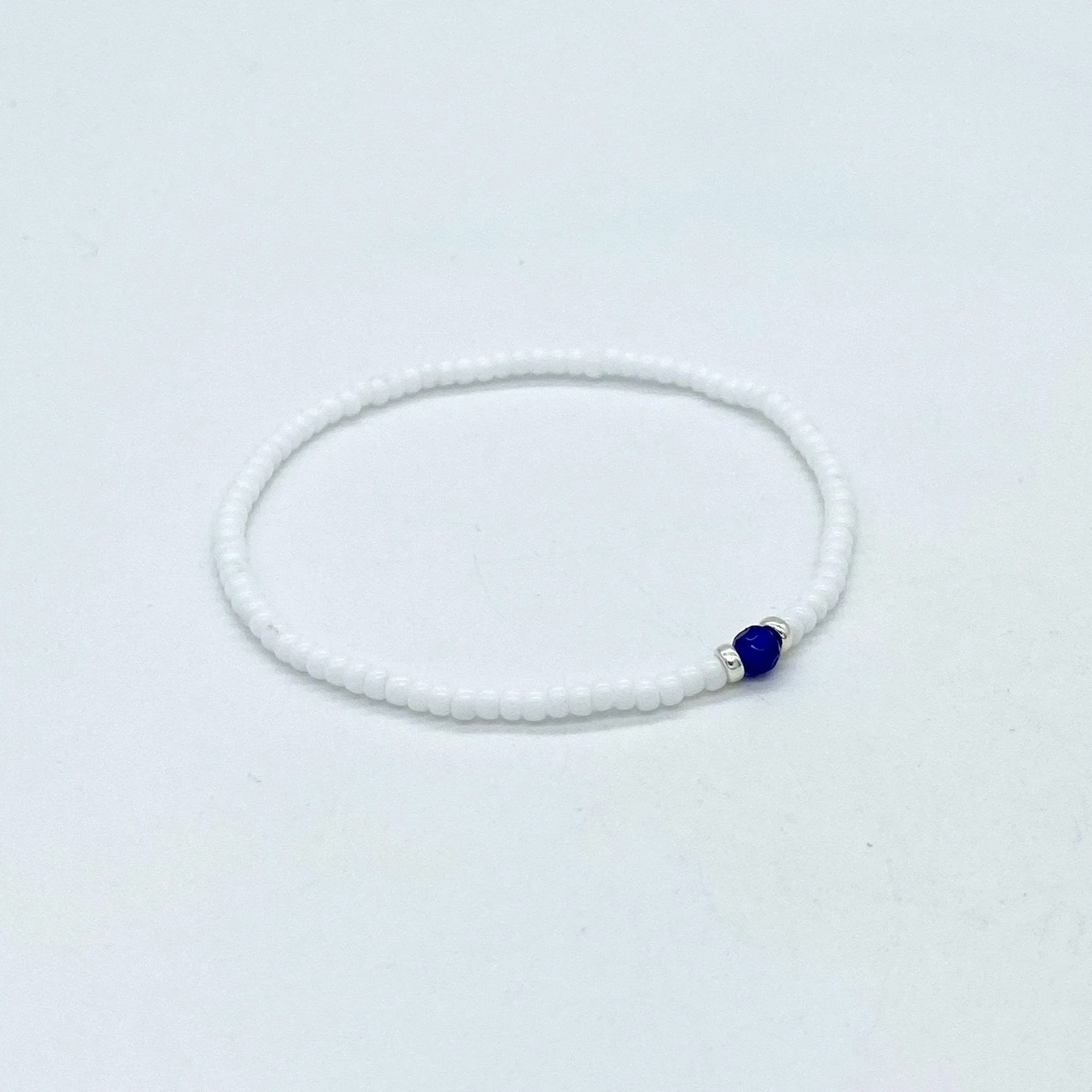 2mm Beads Dandy Bracelet (White/Blue)