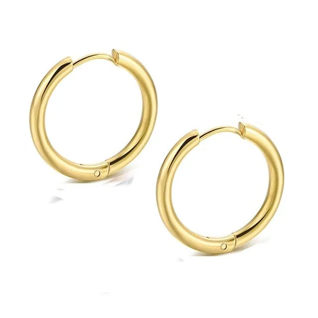 2PC /Set Stainless Steel Small Hoop Earrings for Women Men Gold Black Circle Thick Ear Ring Huggie Earrings Hoop Piercing 2020