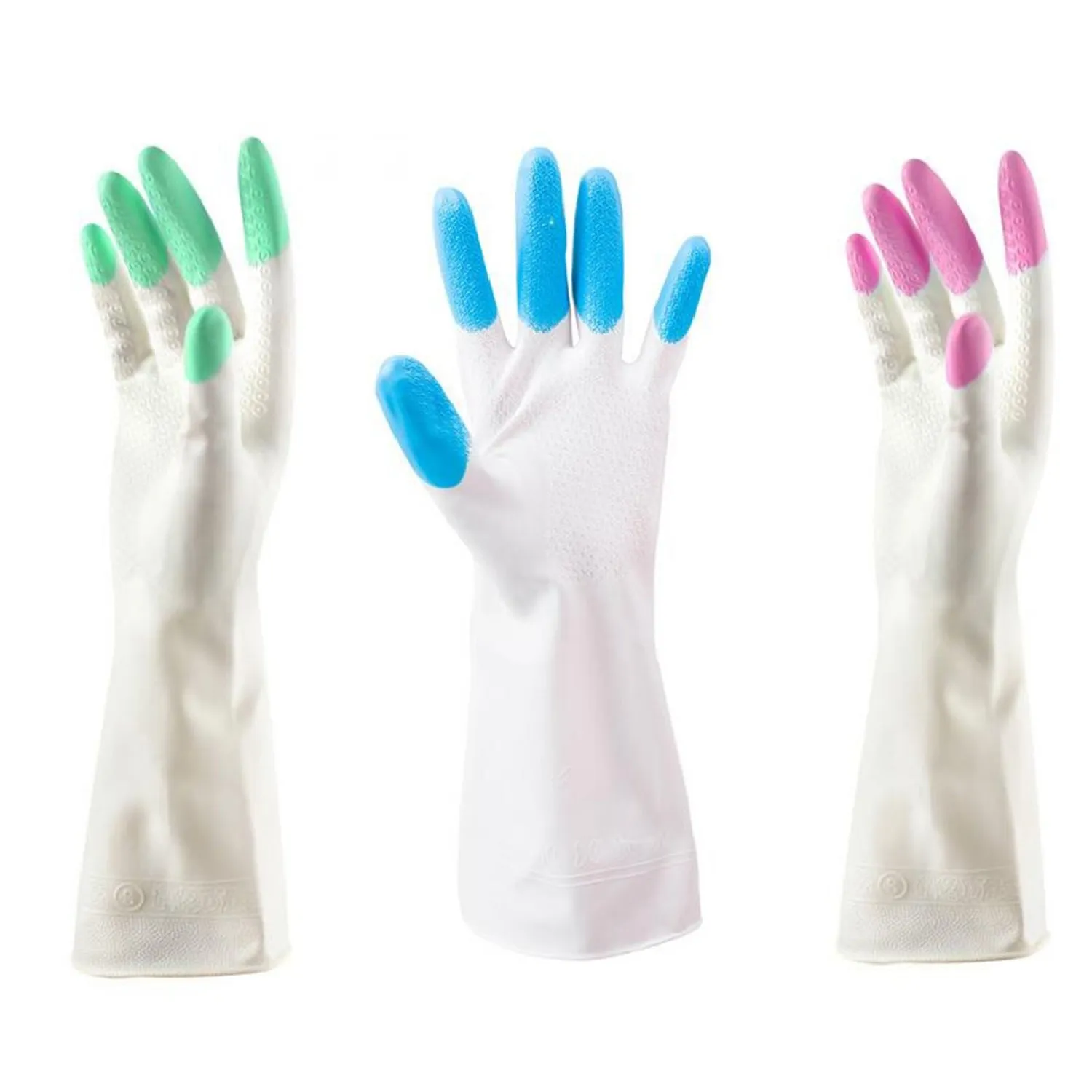 4934 Reusable Rubber Latex PVC Flock lined Elbow Length Hand Gloves cleaning gloves