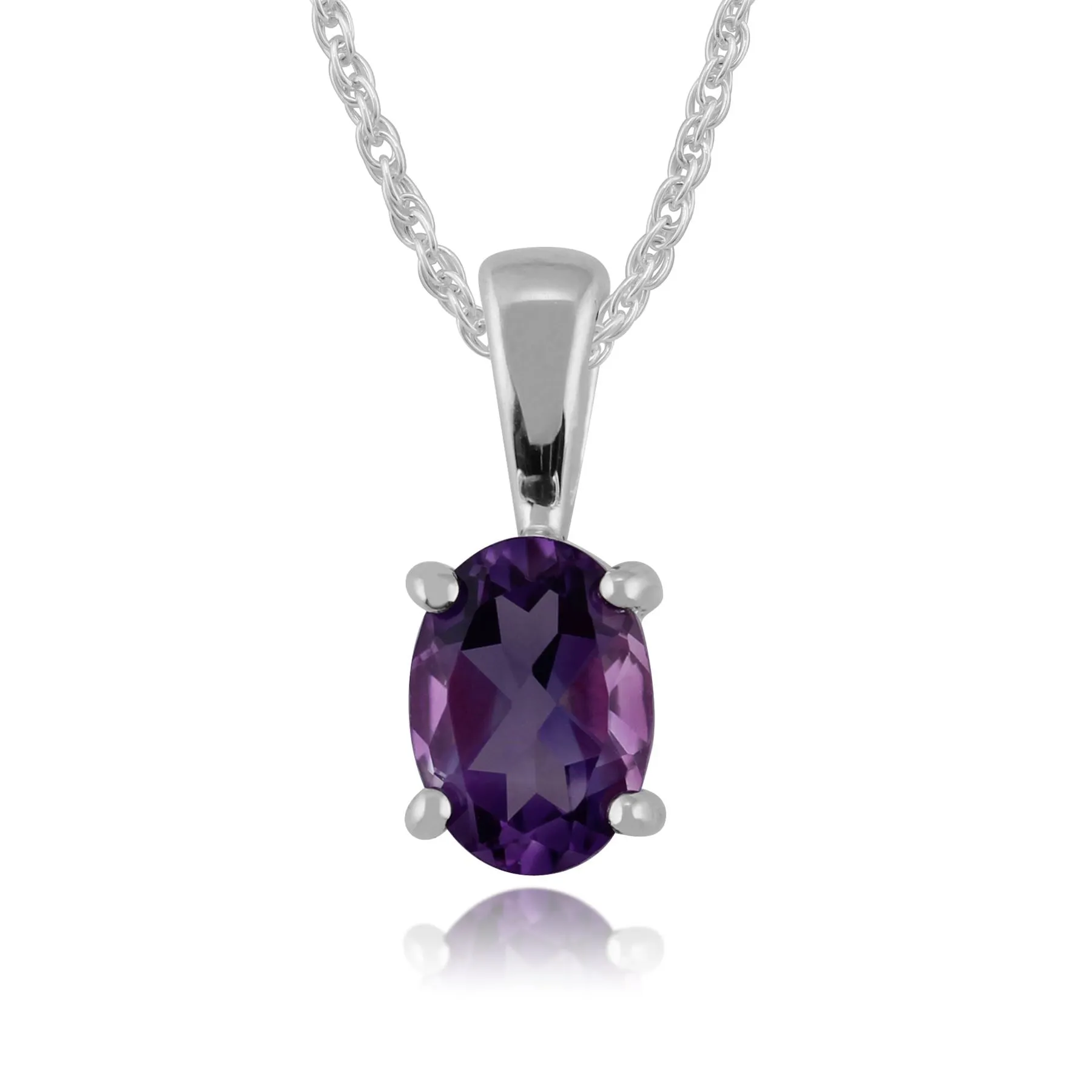 9 karat Weißes Gold Amethyst 18zoll Halskette