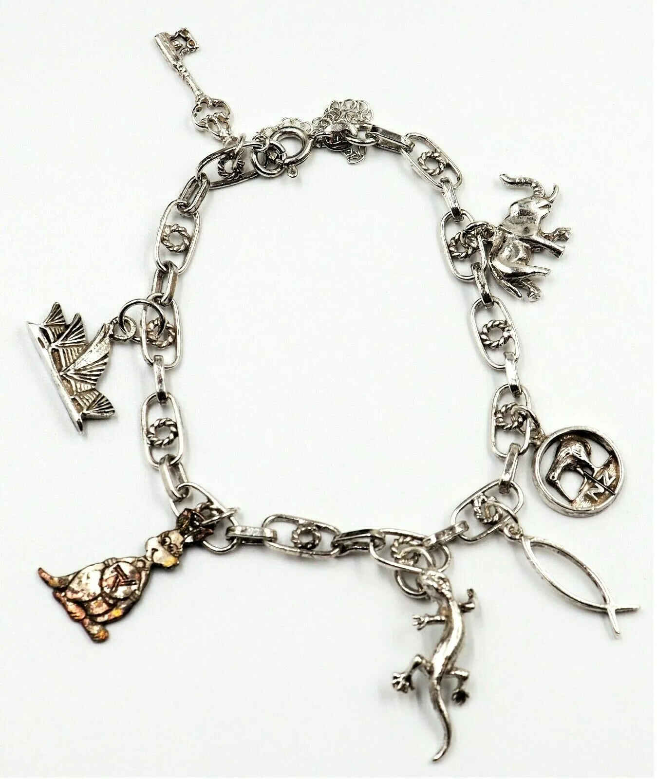 925 Sterling Silver Chain Charm Bracelet with Charms