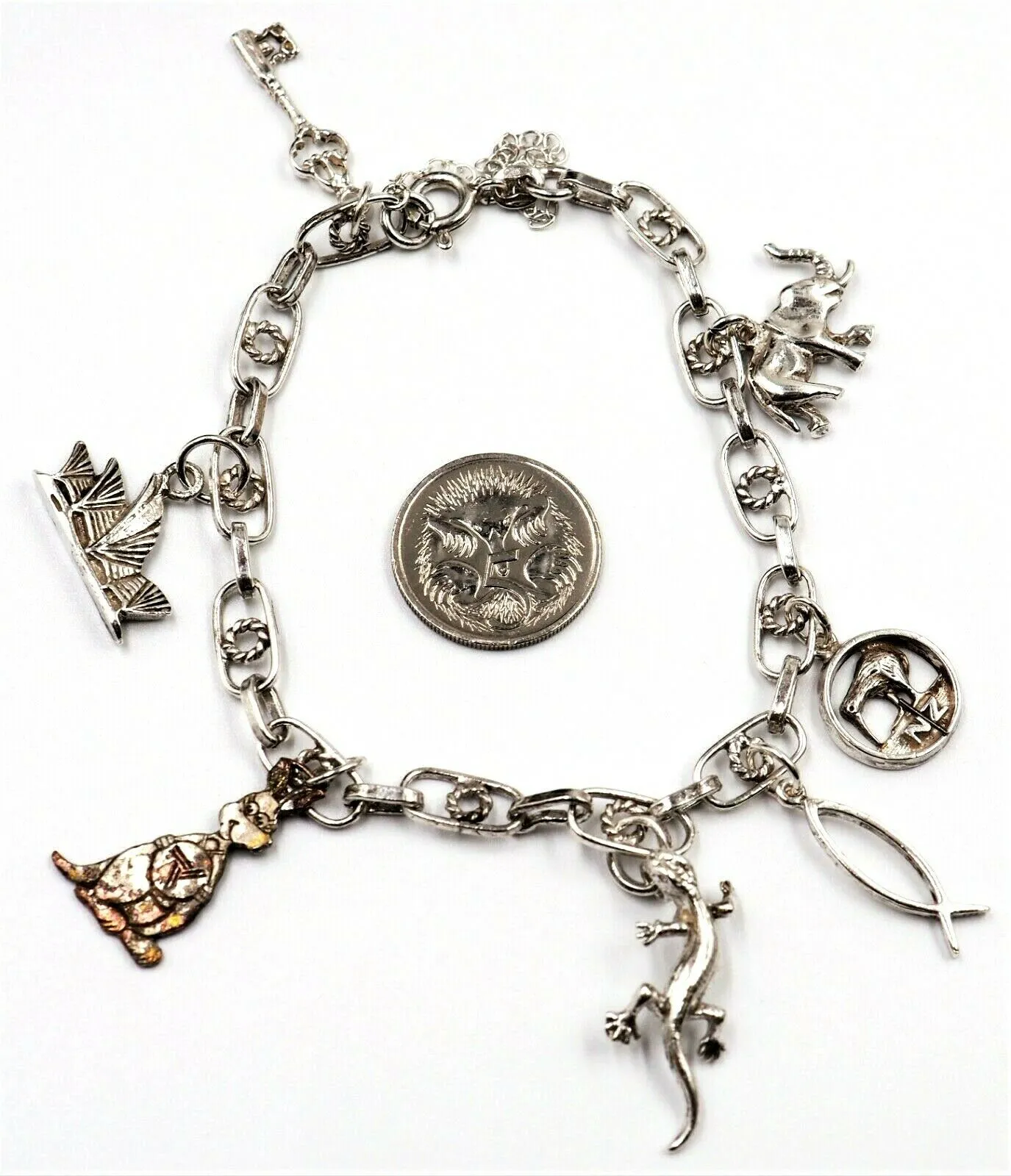 925 Sterling Silver Chain Charm Bracelet with Charms