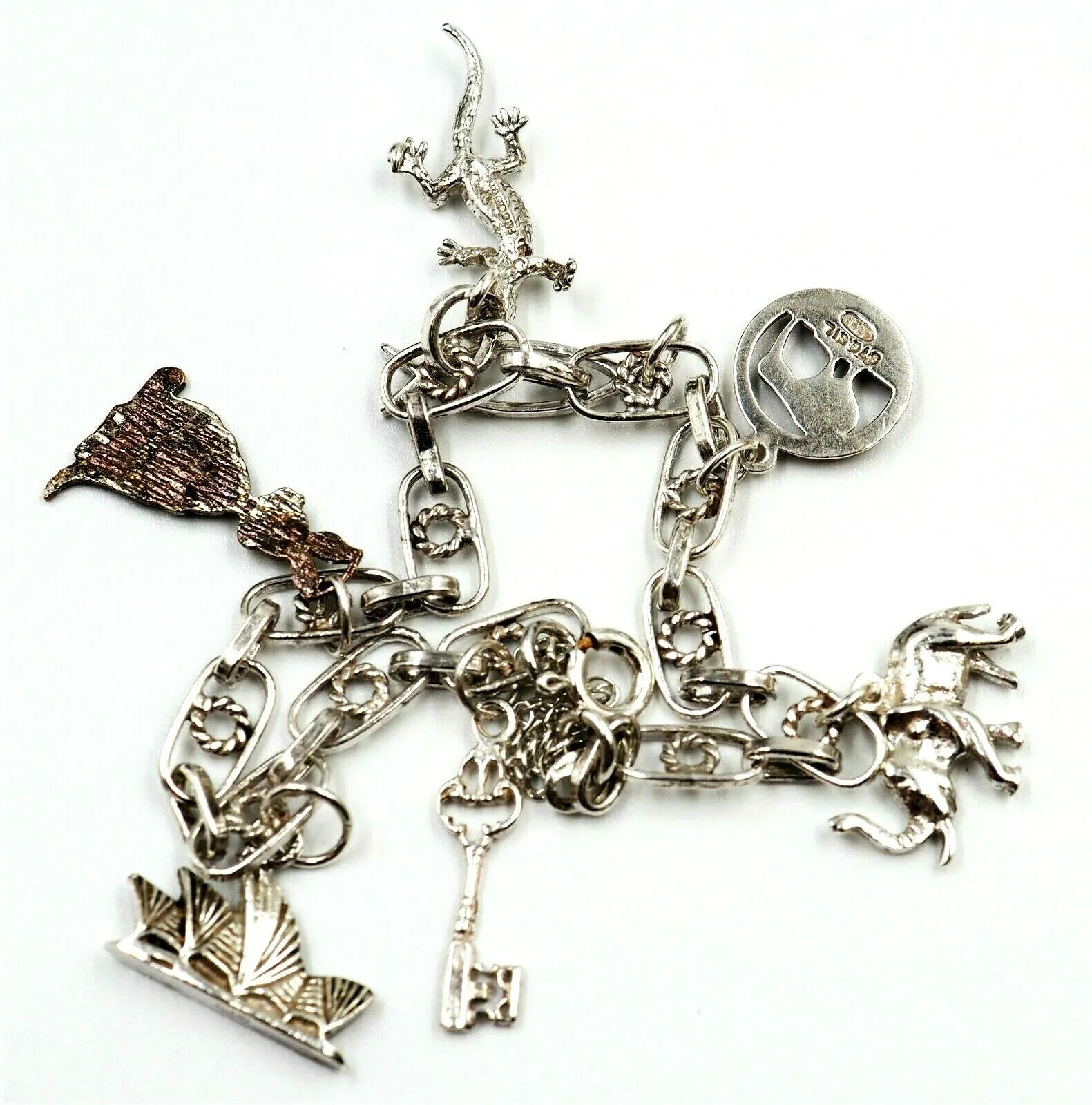 925 Sterling Silver Chain Charm Bracelet with Charms