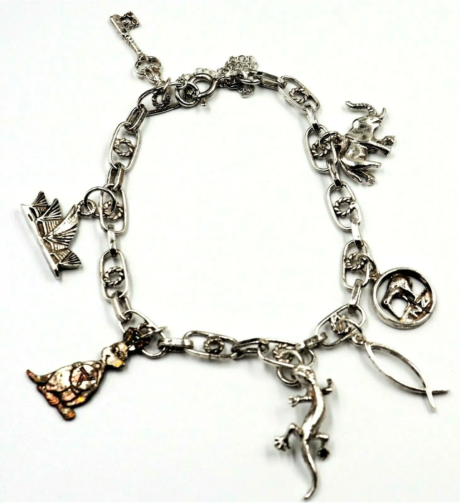 925 Sterling Silver Chain Charm Bracelet with Charms