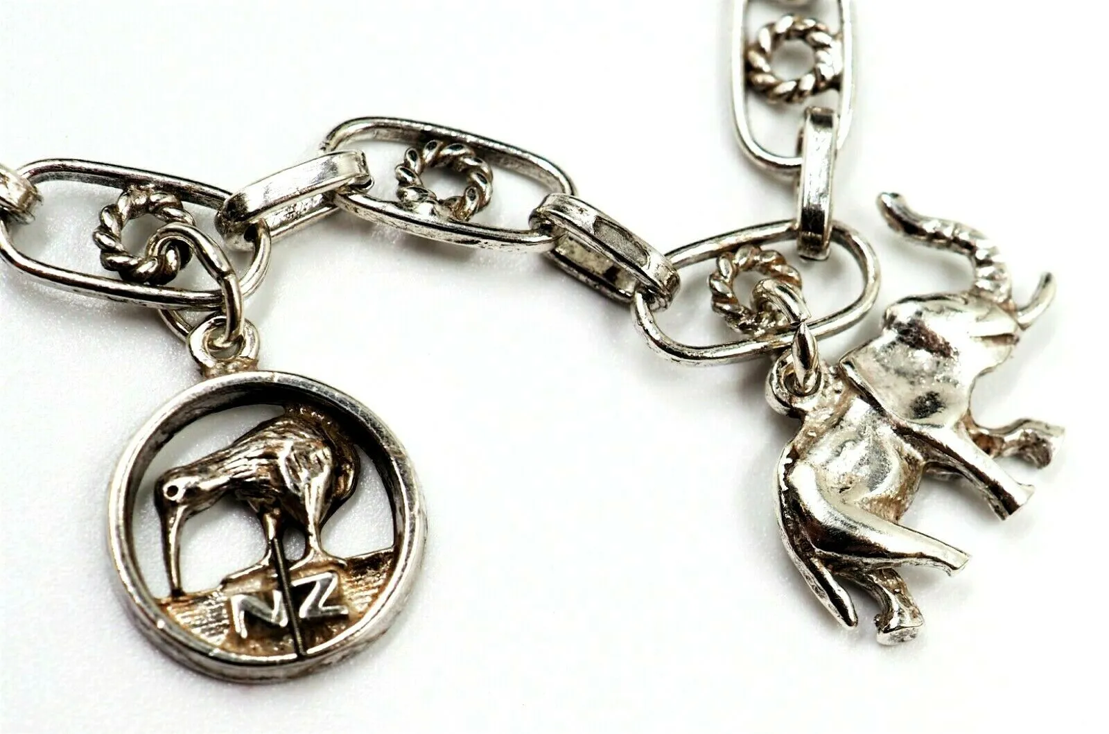 925 Sterling Silver Chain Charm Bracelet with Charms