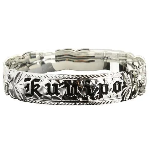 925 Sterling Silver Hand Carved Kuuipo Bangles With Princess Design - 6mm to 18mm