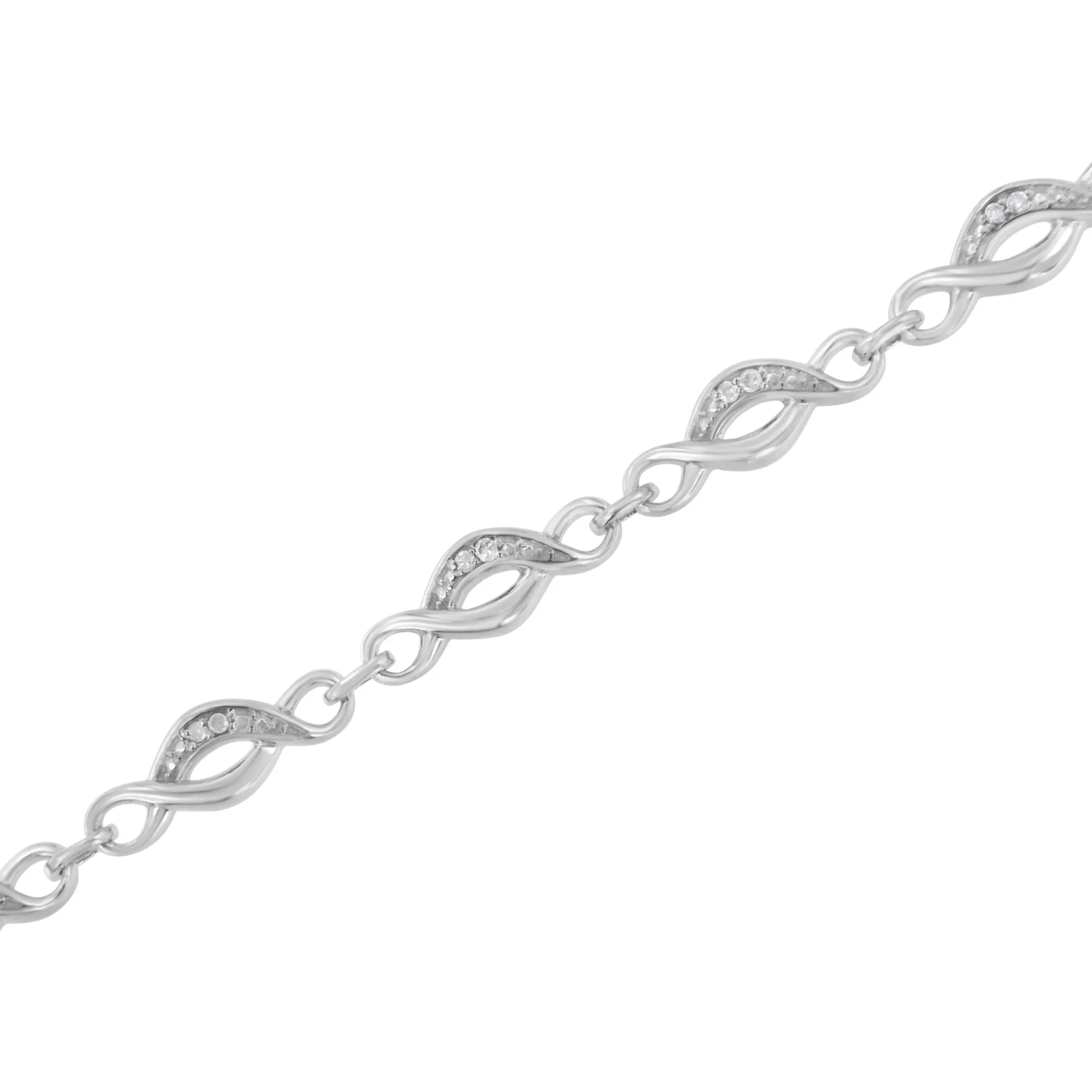 .925 Sterling Silver Prong Set Round-Cut Diamond Accent Infinity Link Bracelet (I-J Color, I2-I3 Clarity) - Size 7.25"