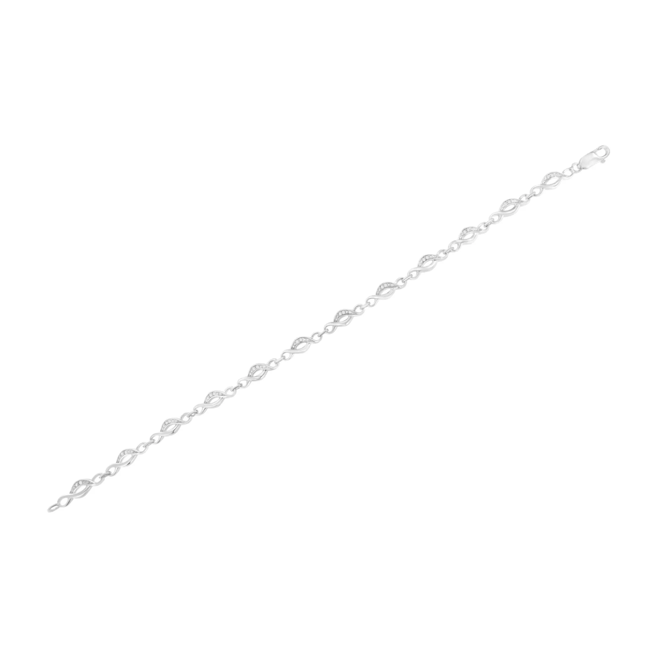 .925 Sterling Silver Prong Set Round-Cut Diamond Accent Infinity Link Bracelet (I-J Color, I2-I3 Clarity) - Size 7.25"