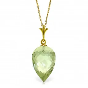 9.5 Carat 14K Solid Yellow Gold Necklace Pointy Briolette Drop Green Amethyst