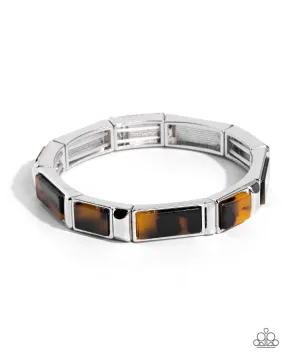 Acrylic Accent - Brown - Tortoise Shell-Like Paparazzi Stretchy Bracelet