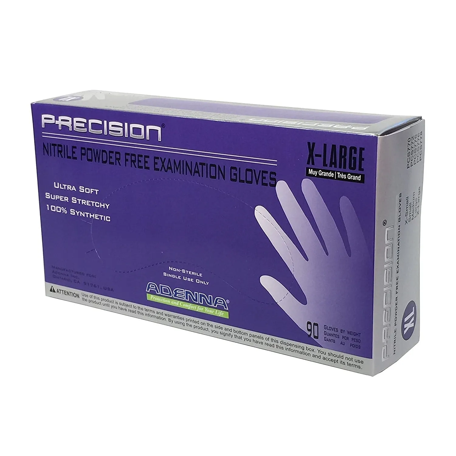 Adenna PRECISION Nitrile Powder Free Exam Gloves, 4 MIL, Blue-Violet (100 Gloves per Box)