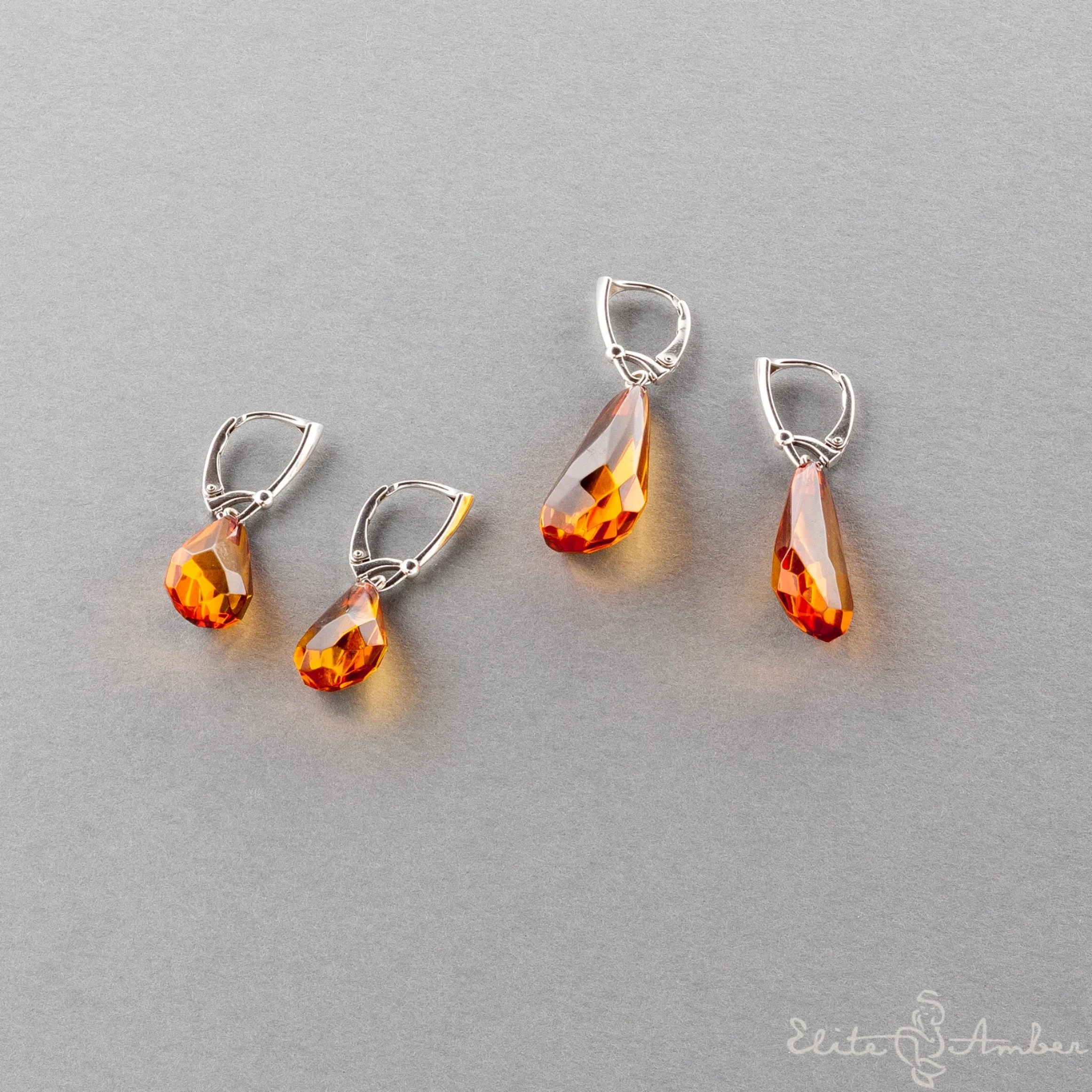 Amber earrings "Honey droplets"