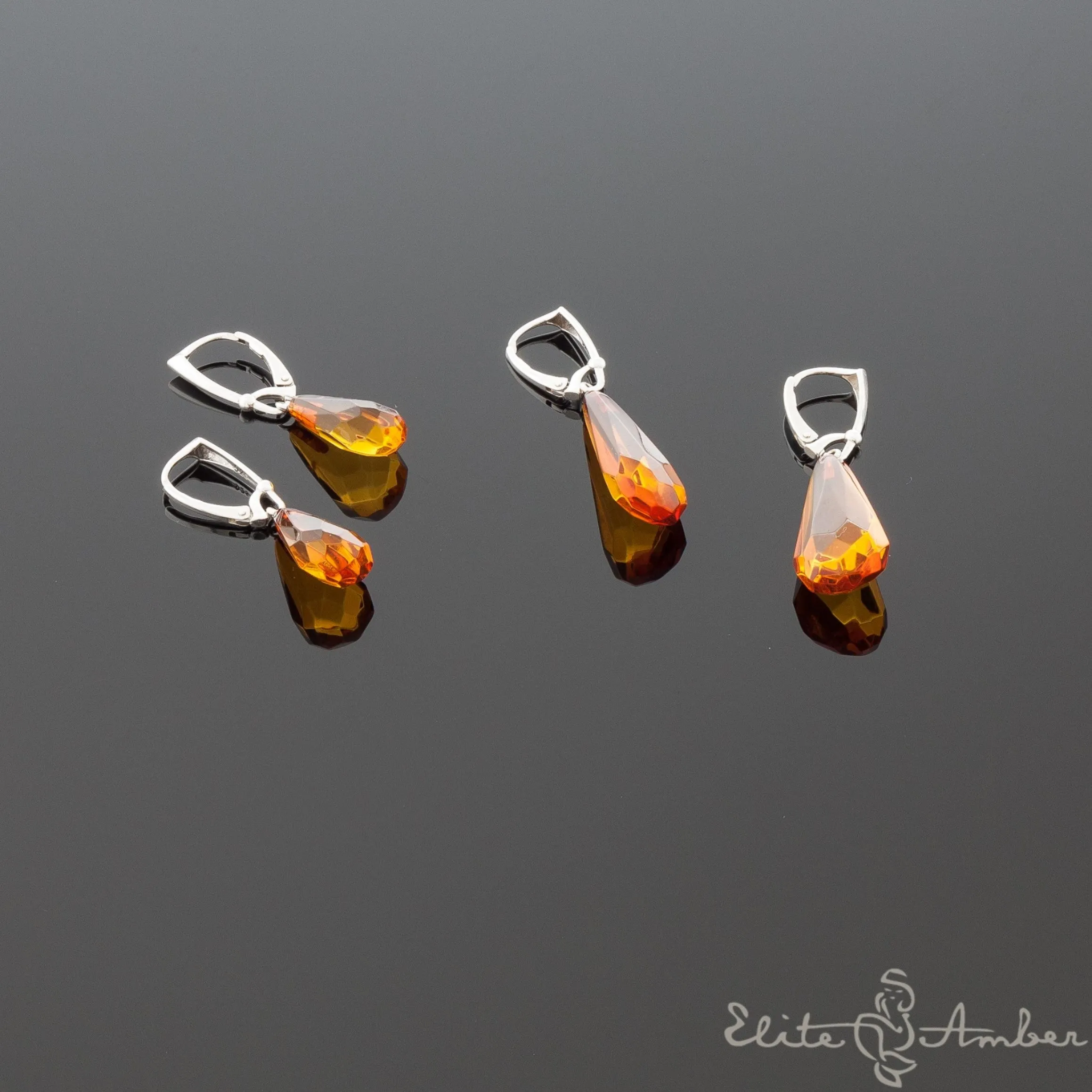 Amber earrings "Honey droplets"