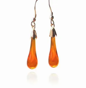 Amber Glass Drop Earrings