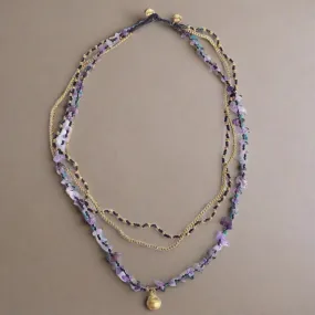 Amethyst and Jade with Brass Ball Necklace - Thailand