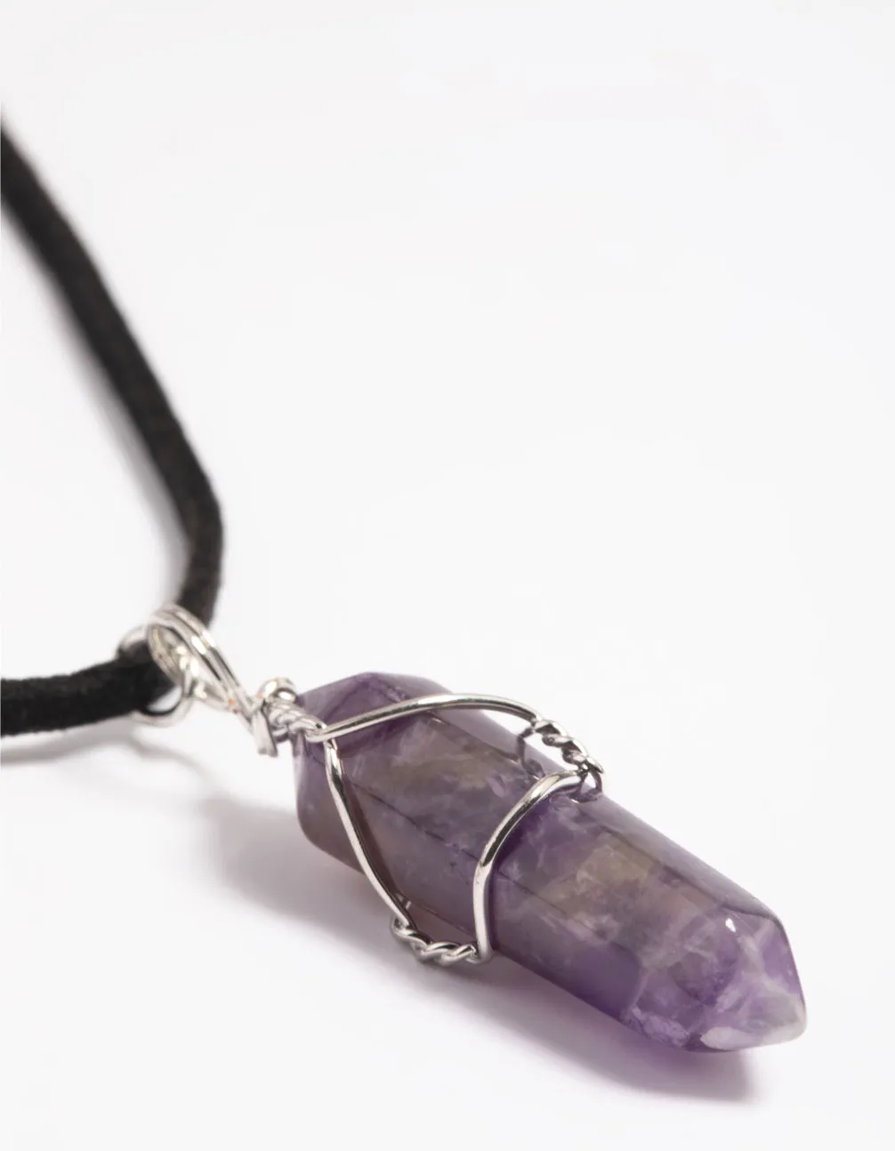 Amethyst Crystal Shard Suede Cord Necklace