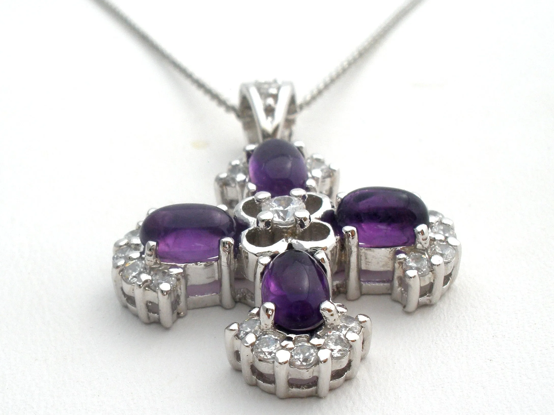 Amethyst CZ Sterling Silver Necklace 20"