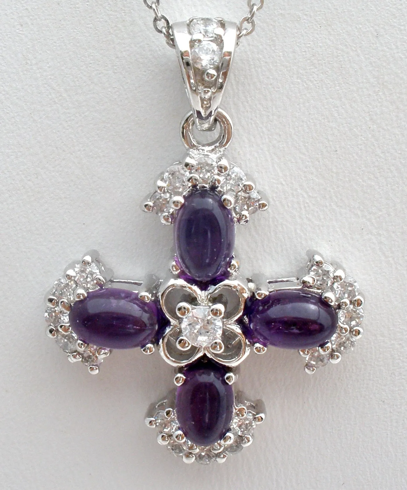 Amethyst CZ Sterling Silver Necklace 20"