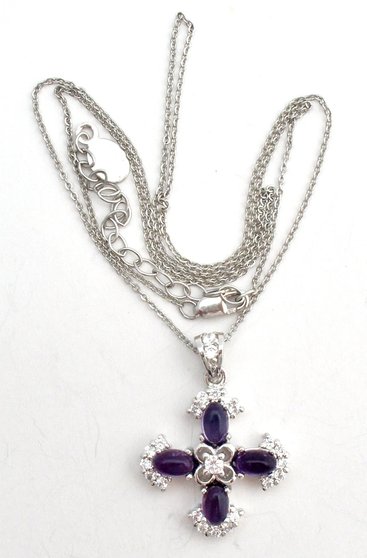 Amethyst CZ Sterling Silver Necklace 20"