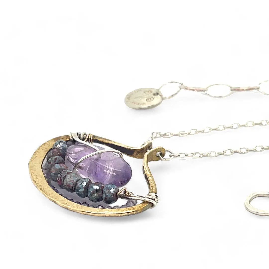 Amethyst Pebble Pendant Necklace