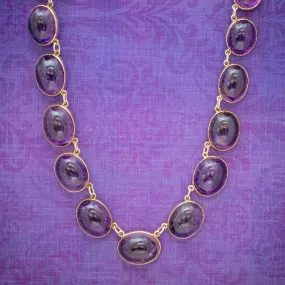 Antique Victorian Amethyst Necklace 15Ct Gold Collar Circa 1880