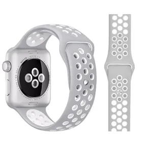 Apple Watch (38/40/SE/41/42mm) To-Farvet Silikone Rem - Grå / Hvid