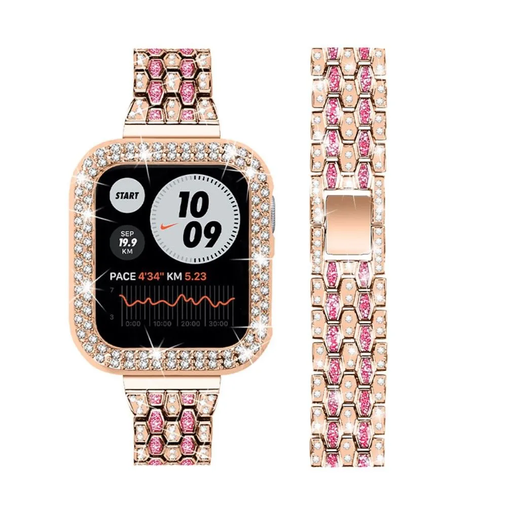 Apple Watch (41mm) five bead shiny rhinestone watch strap - Rose Gold / Rose / Rose Gold