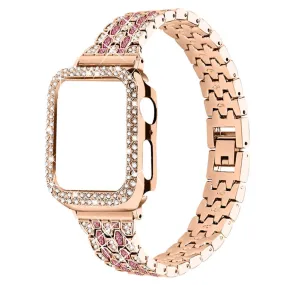 Apple Watch (41mm) five bead shiny rhinestone watch strap - Rose Gold / Rose / Rose Gold