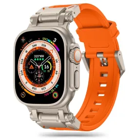 Apple Watch (42/44/SE/45/46/49mm) Tech-Protect Delta Pro Silikone Rem - Orange / Titanium