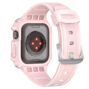 Apple Watch (45mm) dual color TPU cover with watch strap - Pink / Rose Pink