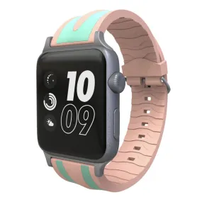 Apple Watch Series 4 44mm dual stripes silicone watch band - Cyan / Pink