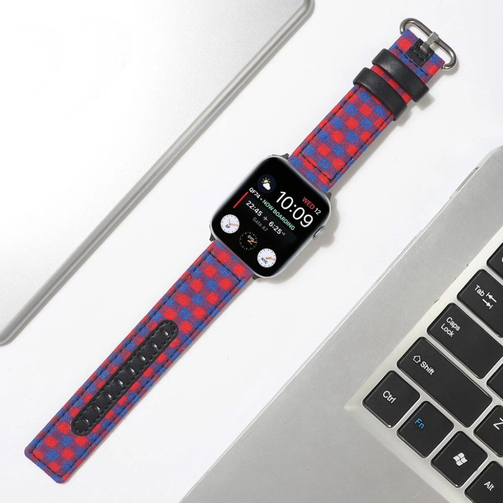 Apple Watch Series 6 / 5 40mm plaid nylon watch band - Red / Blue