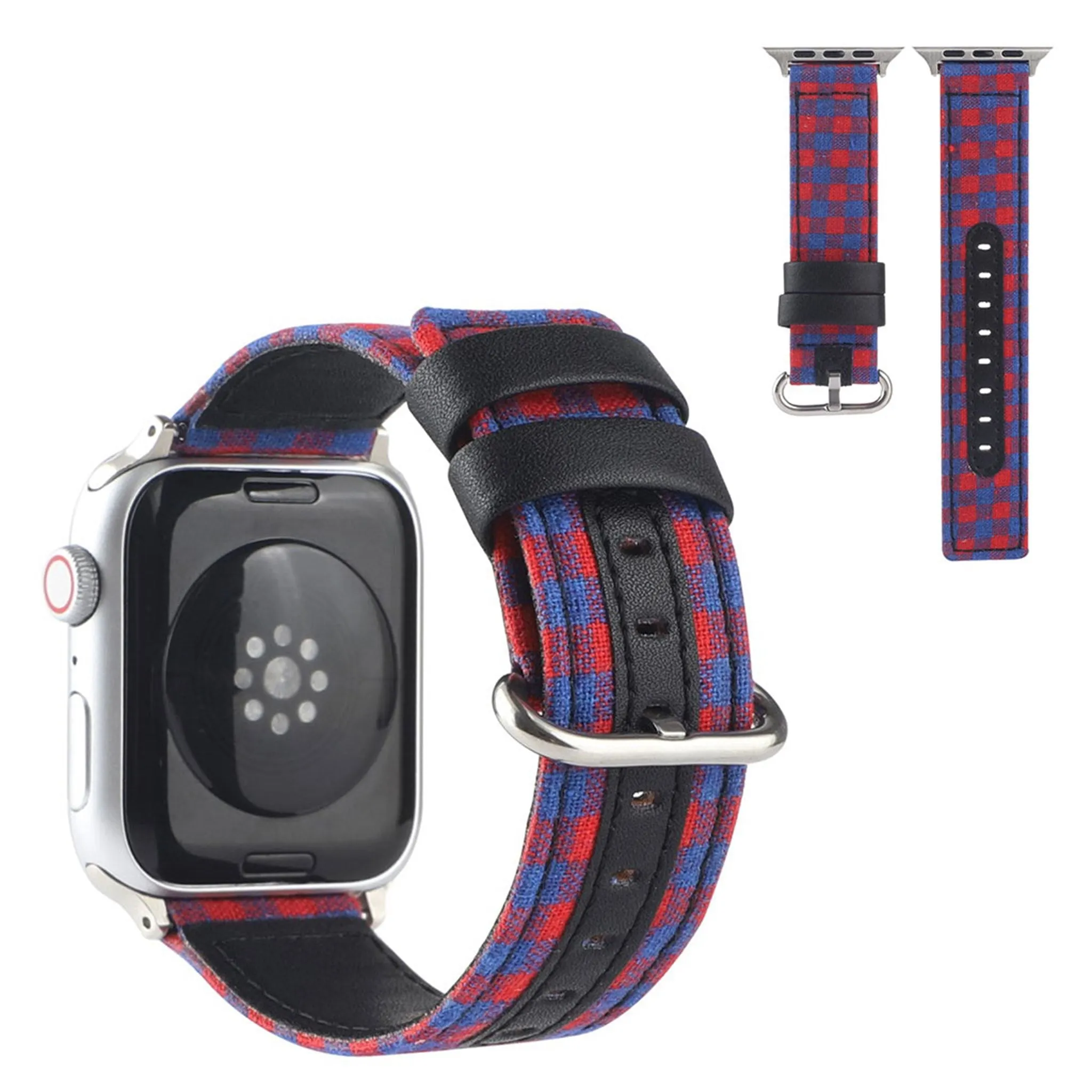 Apple Watch Series 6 / 5 40mm plaid nylon watch band - Red / Blue