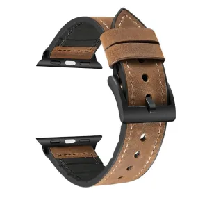 Apple Watch Series 6 / 5 44mm silicone   leather coated watch band - Horse Brown