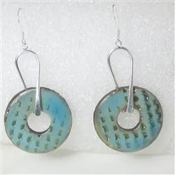 Aqua Artisan Handmade Dangle Earrings Raku Glaze