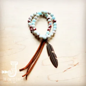 Aqua Terra Jasper Beaded Bracelet w/ Tassel 019H