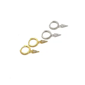 Ashley Gold Stainless Steel CZ Spike Mini Hoop Earrings