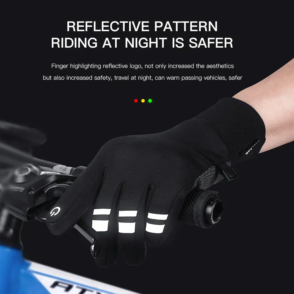 Autumn Winter Warm Cycling Gloves Water Windproof Touchscreen Anti-slip Bicycle Motorbike Gloves Men Black Hiking Mountaineering